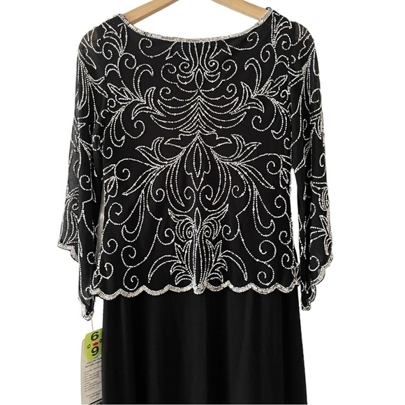 NEW J Kara Black Long Gown Sequin Beaded‎ Bodice Chiffon Formal Elegant Dress 6 - Picture 10 of 10